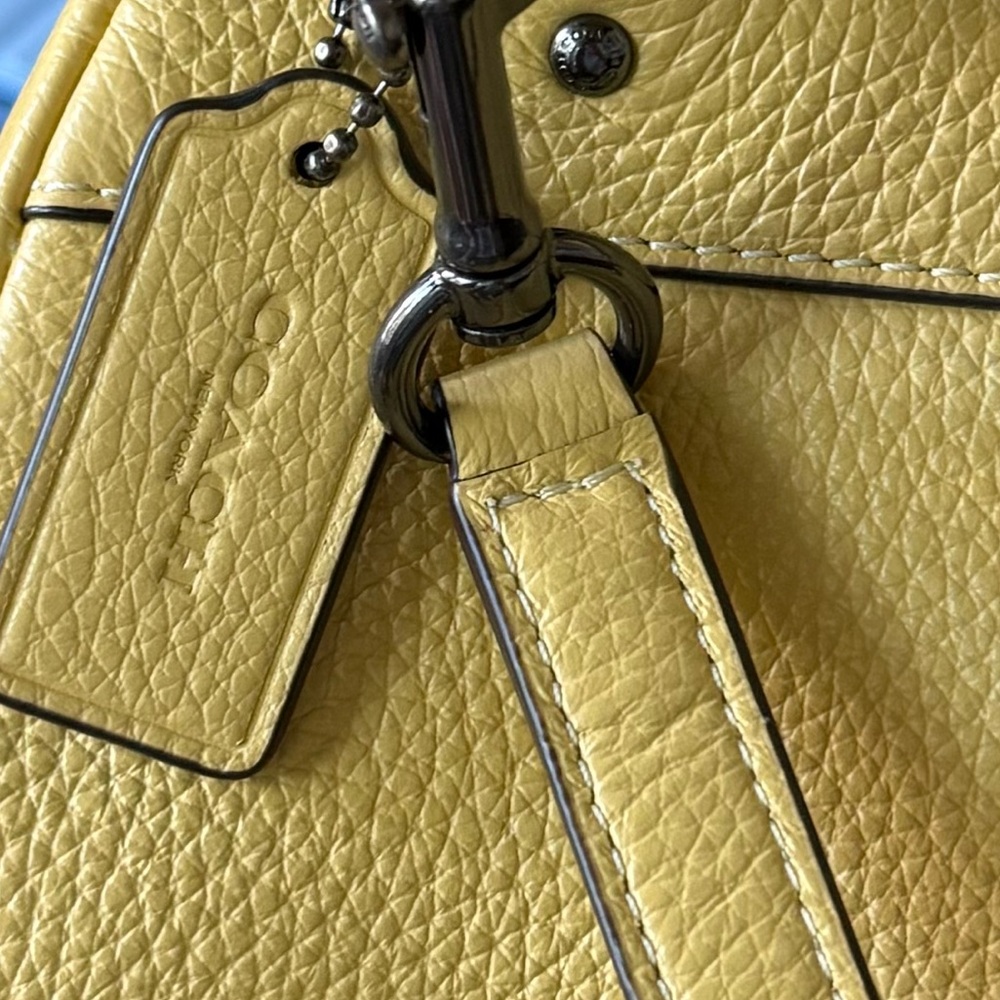 Coach Andi Mini Backpack Yellow Purse 2 way Handbag Daypack Pebbled Leather Tote - Picture 8 of 14